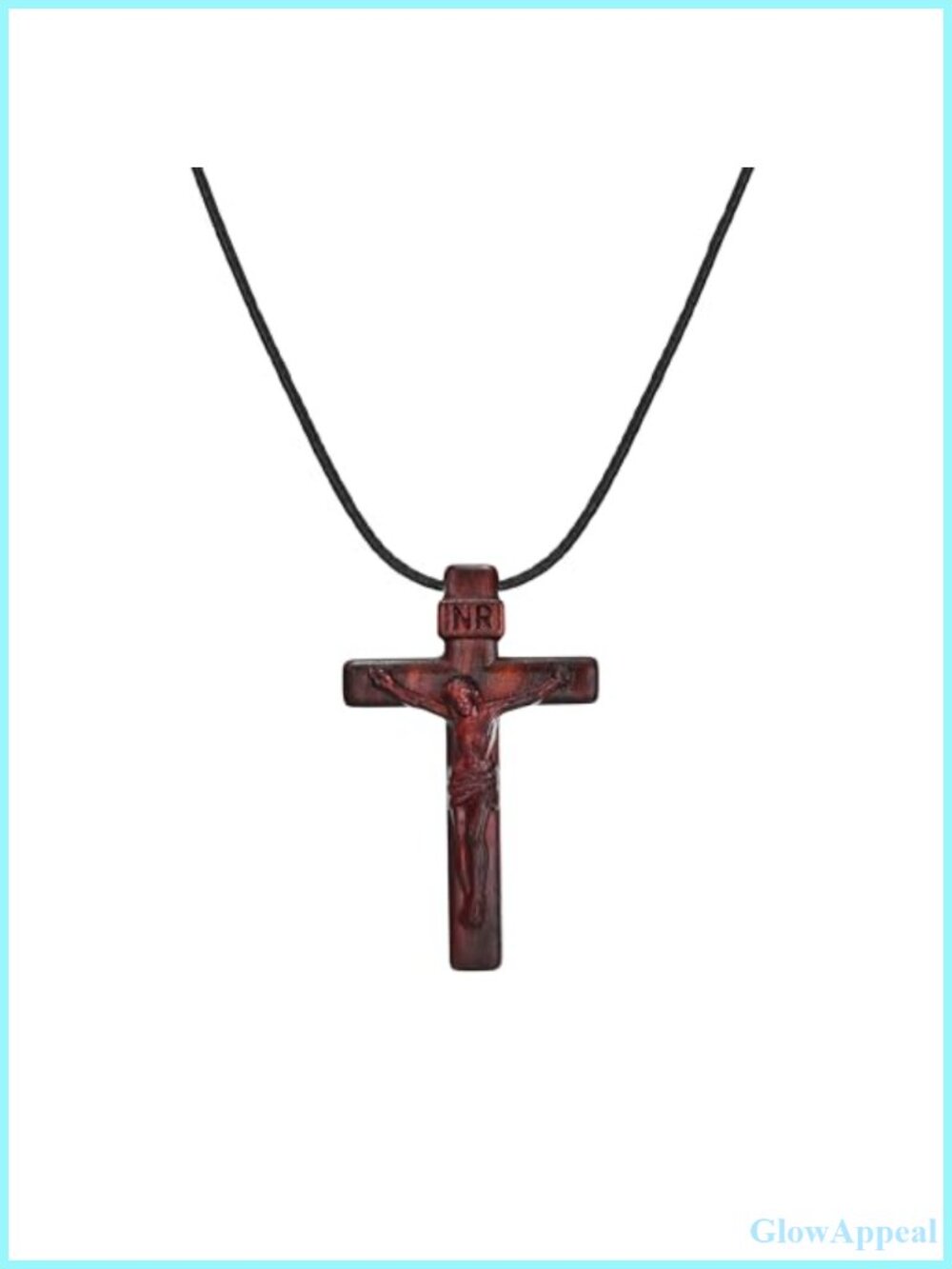 Sand Cross Pendant Necklace Rope Chain Wooden Minimalist Women's Everyday